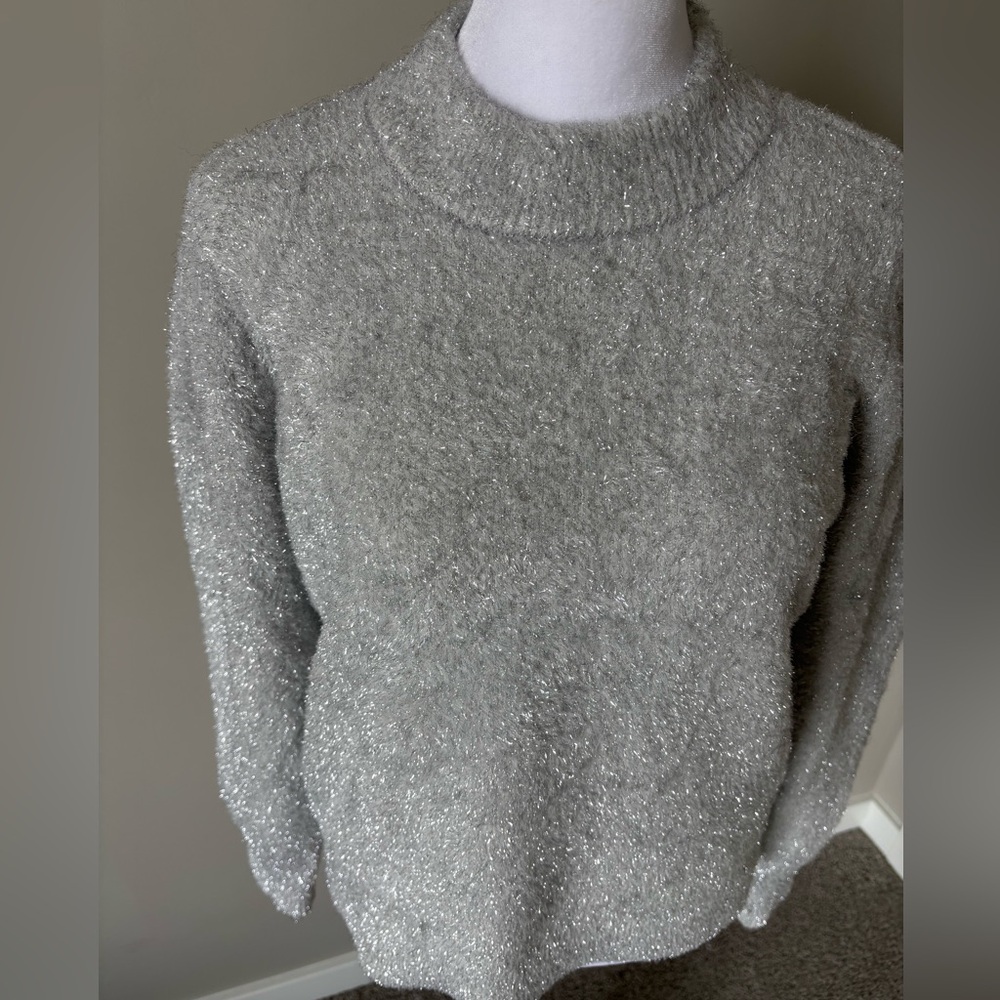 White House Black Market Silver Tinsel Sweater - Picture 7 of 13